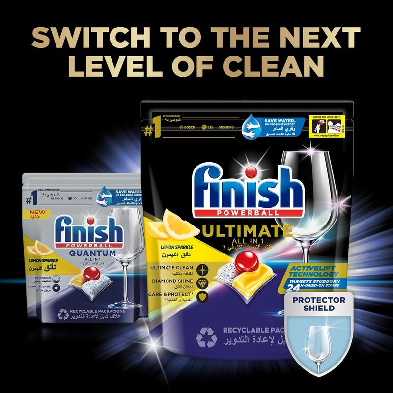 Finish Powerball Quantum All in One Dishwasher Detergent Tablets, Lemon Sparkle - 50 Tabs (Pack of 2) - Image 5